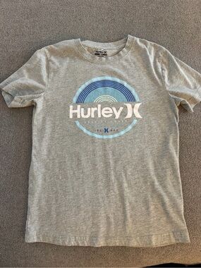 Boys Hurley Gray Tee with Blue Circle Logo Size 10/12